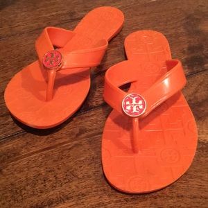 Tory Burch Orange Jelly Flip Flops
